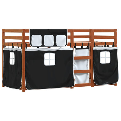 Bunk Bed without Mattress White&Black 75x190 cm Small Single Solid Wood Pine