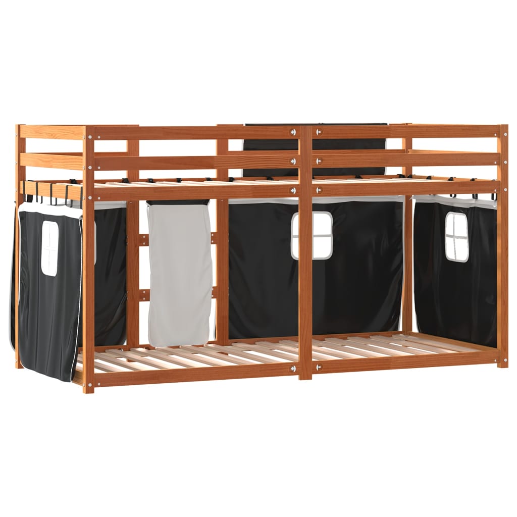 Bunk Bed without Mattress White&Black 75x190 cm Small Single Solid Wood Pine