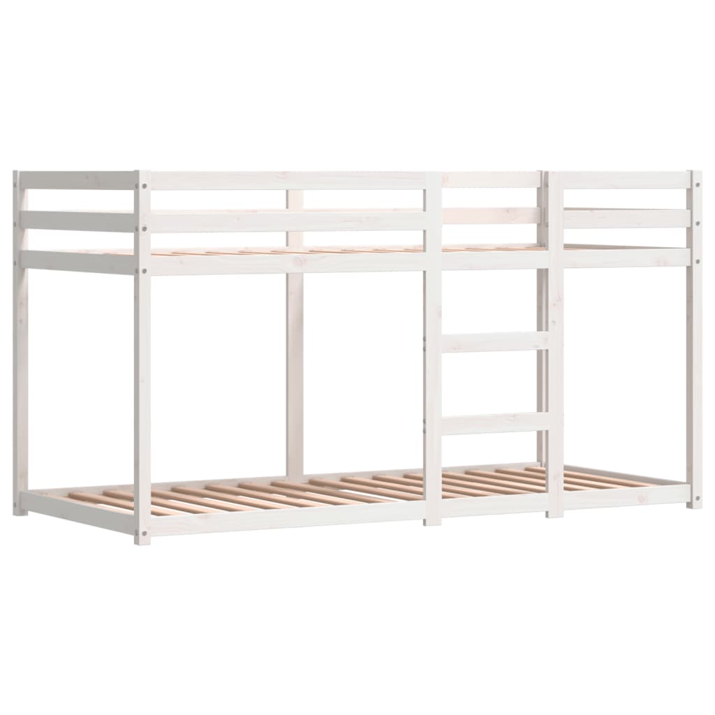 Bunk Bed with Curtains White&Black 90x190 cm Solid Wood Pine