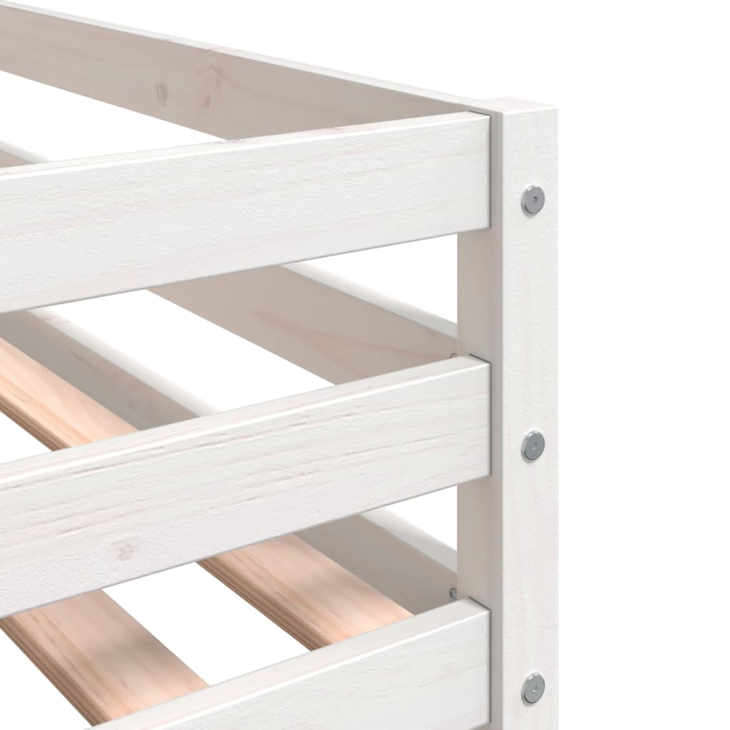 Bunk Bed with Curtains White&Black 90x190 cm Solid Wood Pine