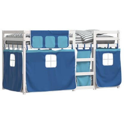 Bunk Bed with Curtains Blue 90x190 cm Solid Wood Pine