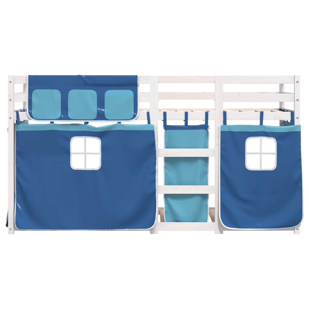 Bunk Bed with Curtains Blue 90x190 cm Solid Wood Pine