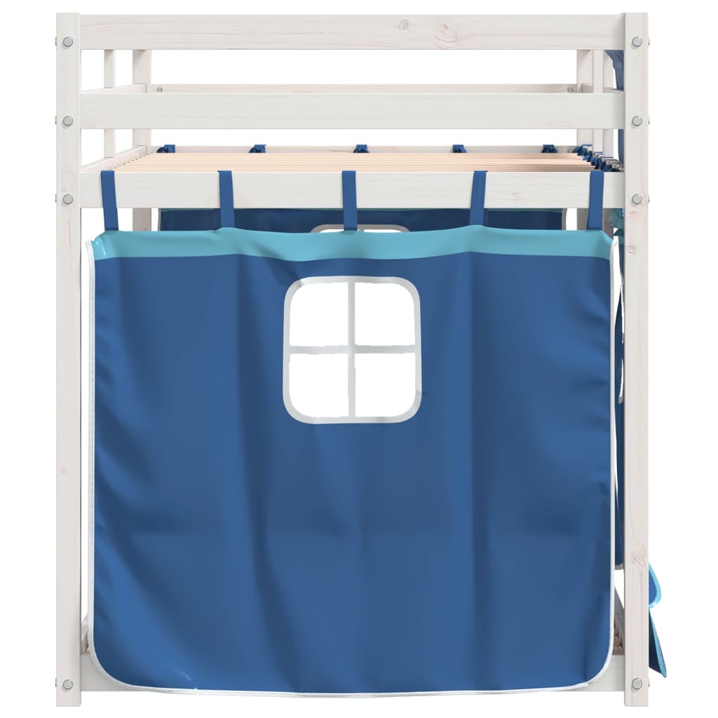 Bunk Bed with Curtains Blue 90x190 cm Solid Wood Pine