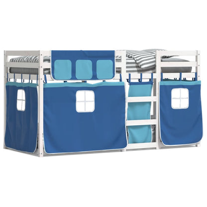 Bunk Bed with Curtains Blue 90x190 cm Solid Wood Pine