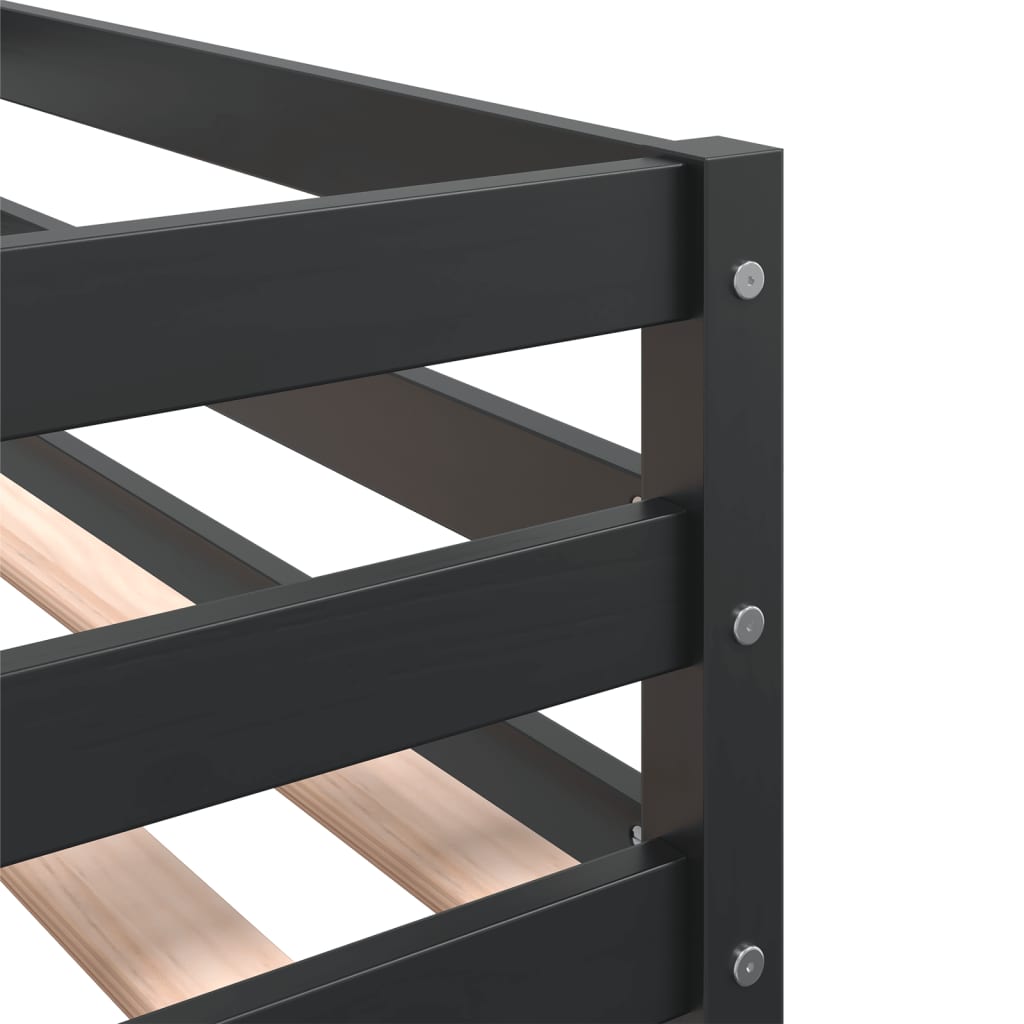 Bunk Bed without Mattress White&Black 90x190 cm Single Solid Wood Pine