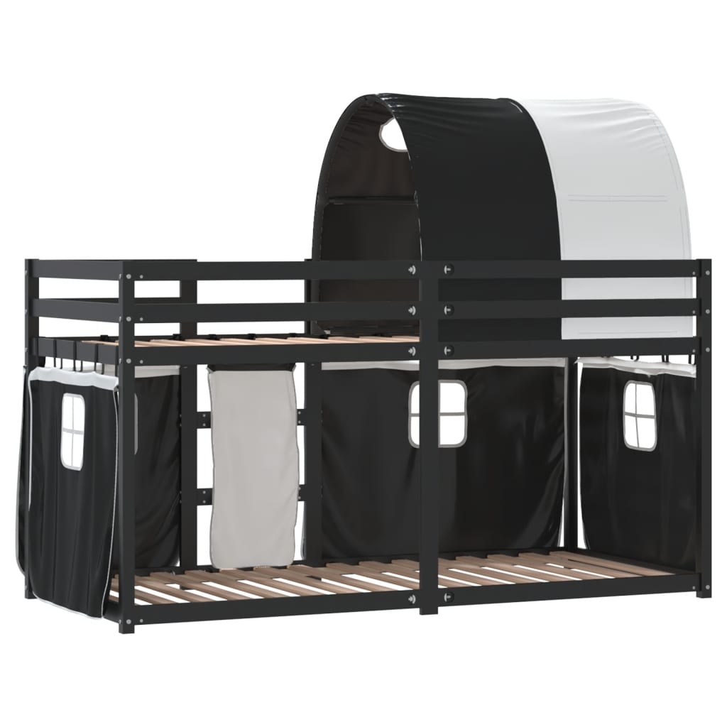 Bunk Bed without Mattress White&Black 90x190 cm Single Solid Wood Pine