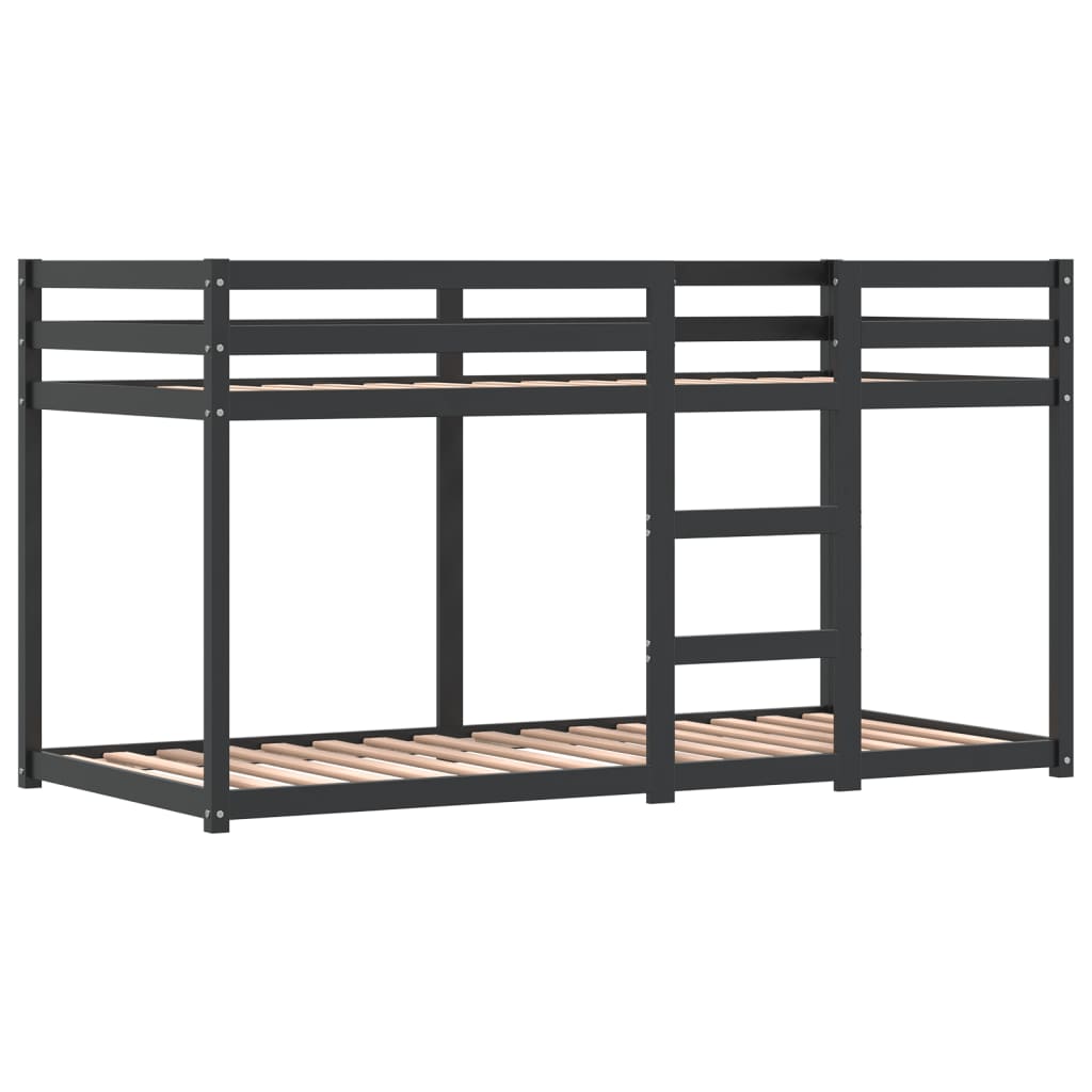 Bunk Bed without Mattress White&Black 90x190 cm Single Solid Wood Pine