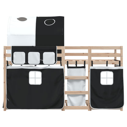 Bunk Bed without Mattress White&Black 90x190 cm Single Solid Wood Pine