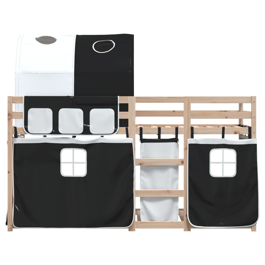 Bunk Bed without Mattress White&Black 75x190 cm Small Single Solid Wood Pine