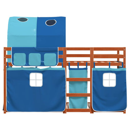 Bunk Bed with Curtains Blue 80x200 cm Solid Wood Pine