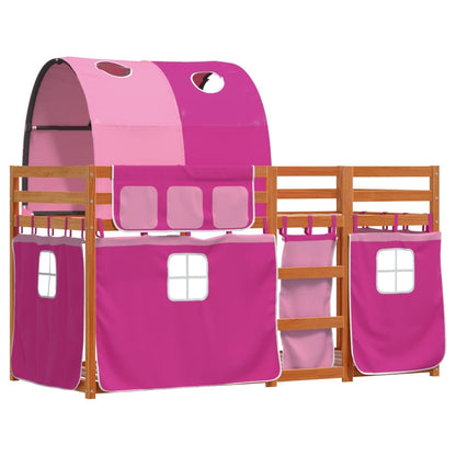 Bunk Bed with Curtains Pink 90x200 cm Solid Wood Pine