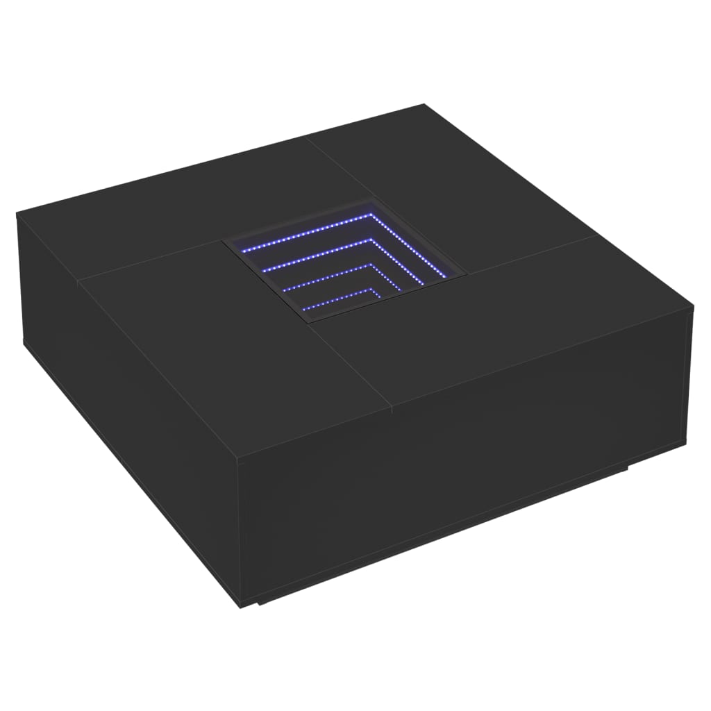 Coffee Table with Infinity LED Black 100x100x40 cm