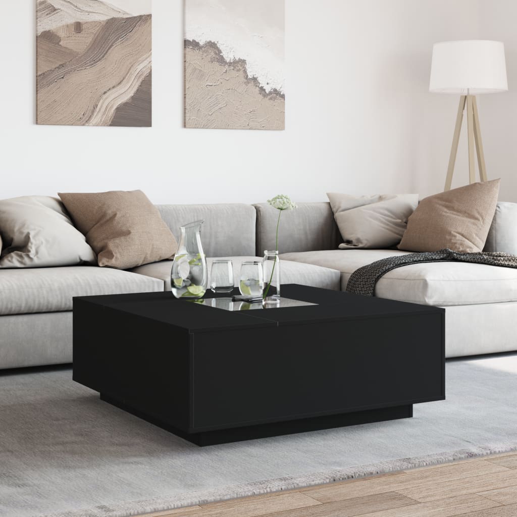 Coffee Table with Infinity LED Black 100x100x40 cm