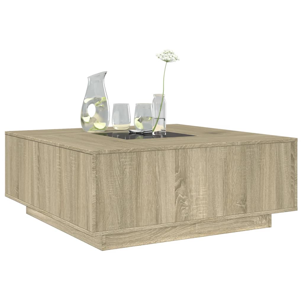 Coffee Table with Infinity LED Sonoma Oak 100x100x40 cm