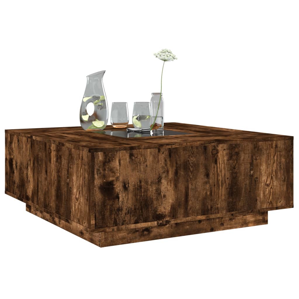 Coffee Table with Infinity LED Smoked Oak 100x100x40 cm