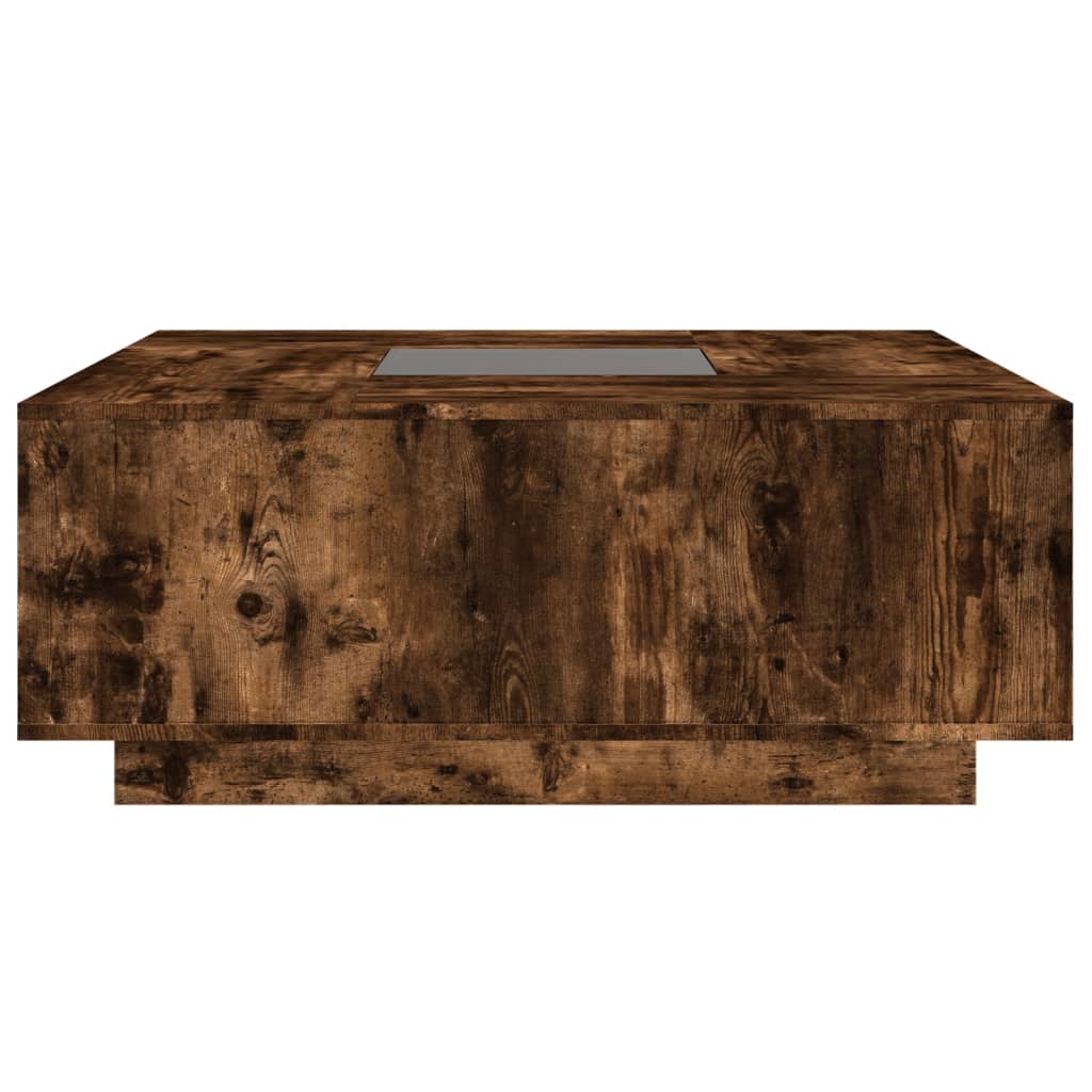 Coffee Table with Infinity LED Smoked Oak 100x100x40 cm