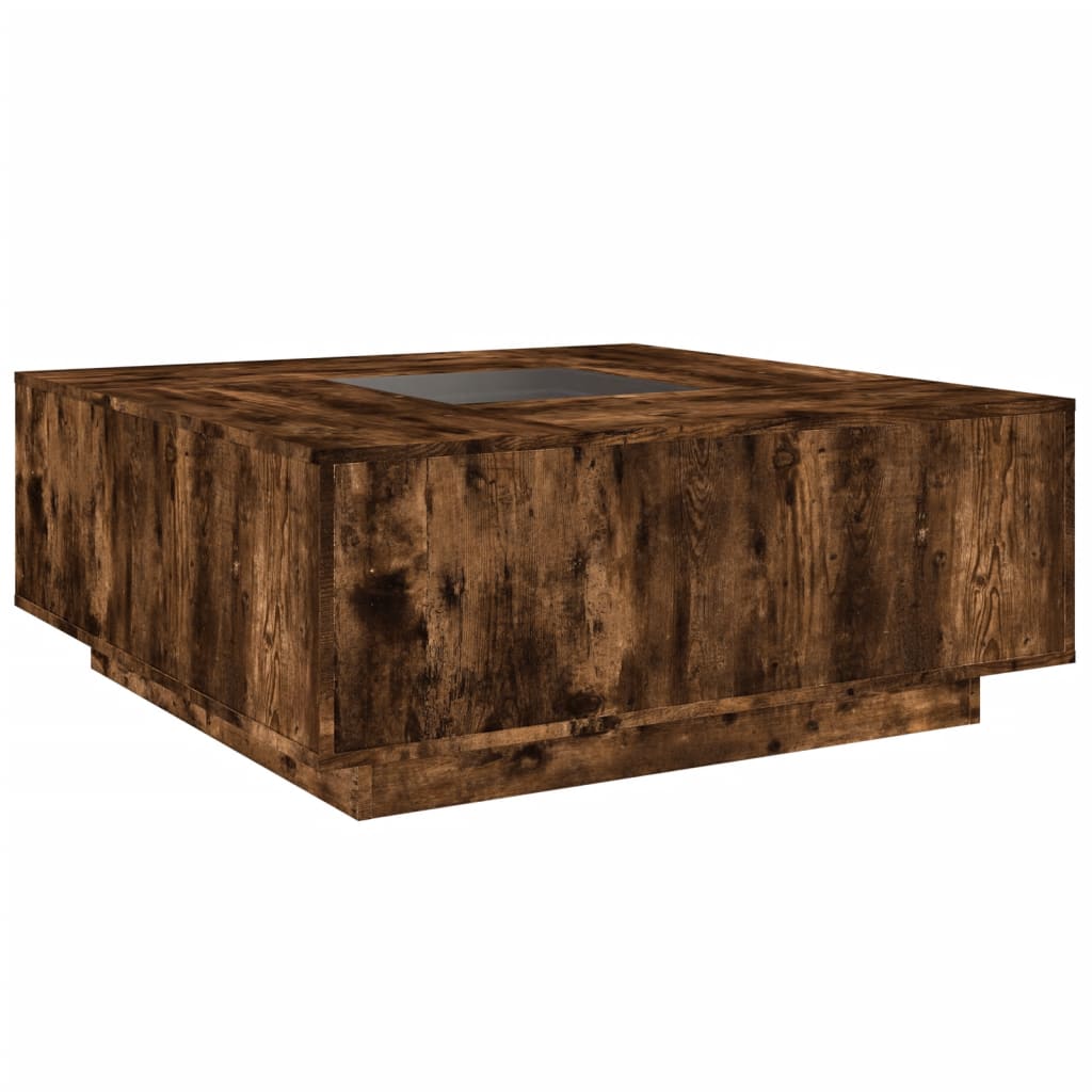 Coffee Table with Infinity LED Smoked Oak 100x100x40 cm