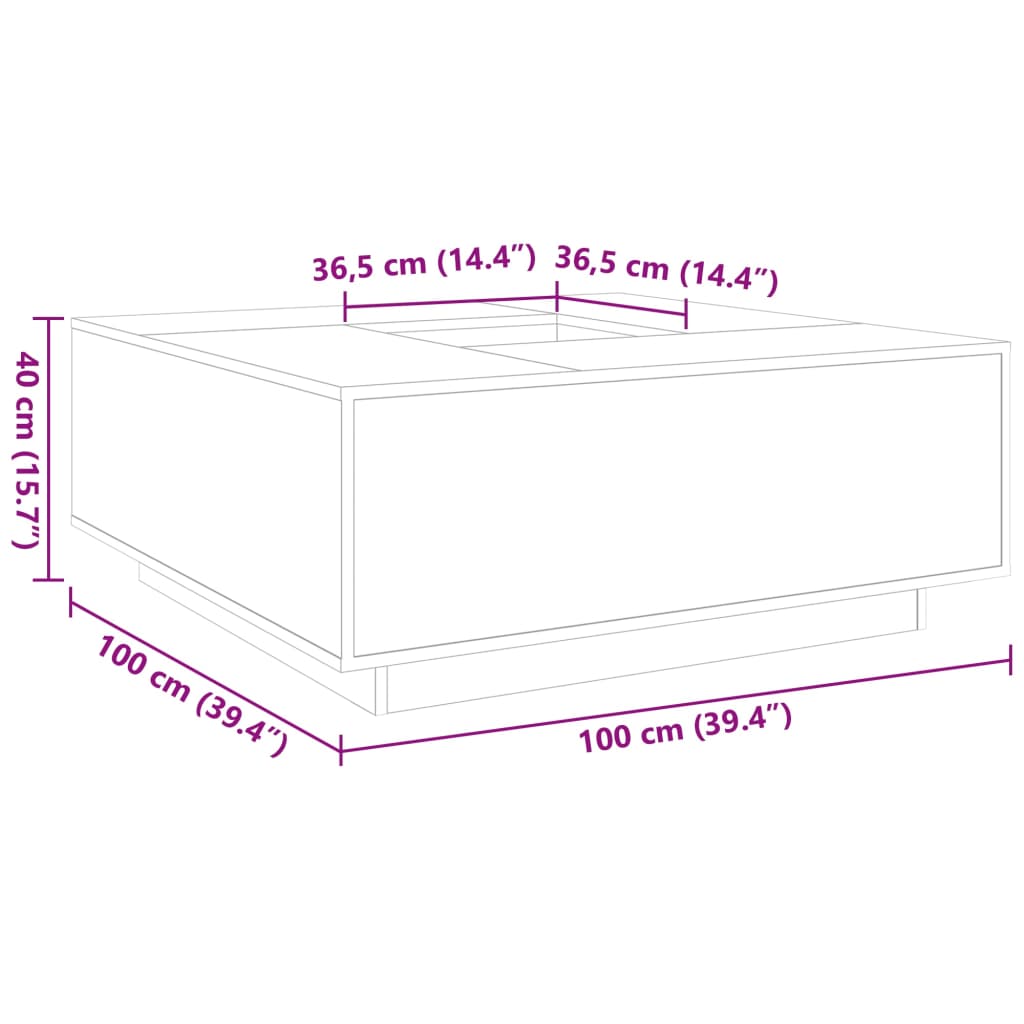 Coffee Table White 100x100x40 cm Engineered Wood