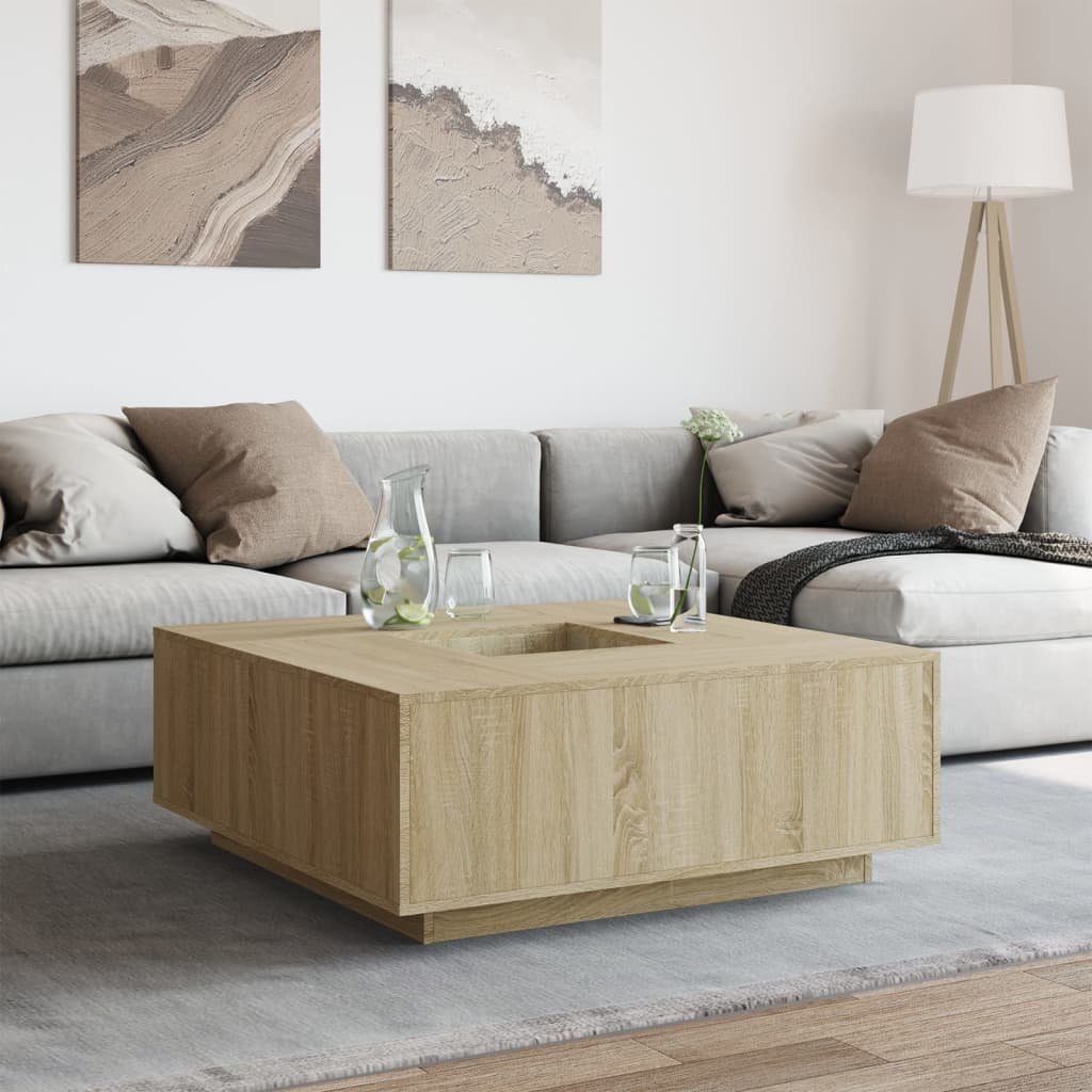 Coffee Table Sonoma Oak 100x100x40 cm Engineered Wood