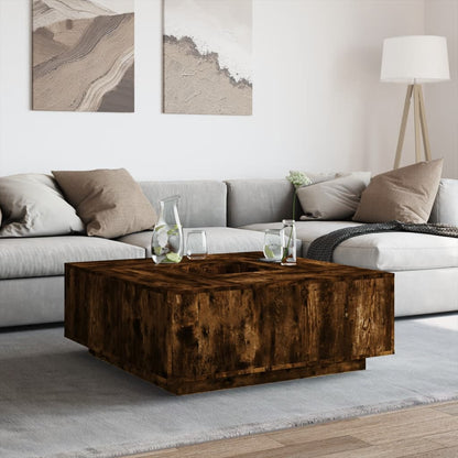 Coffee Table Smoked Oak 100x100x40 cm Engineered Wood