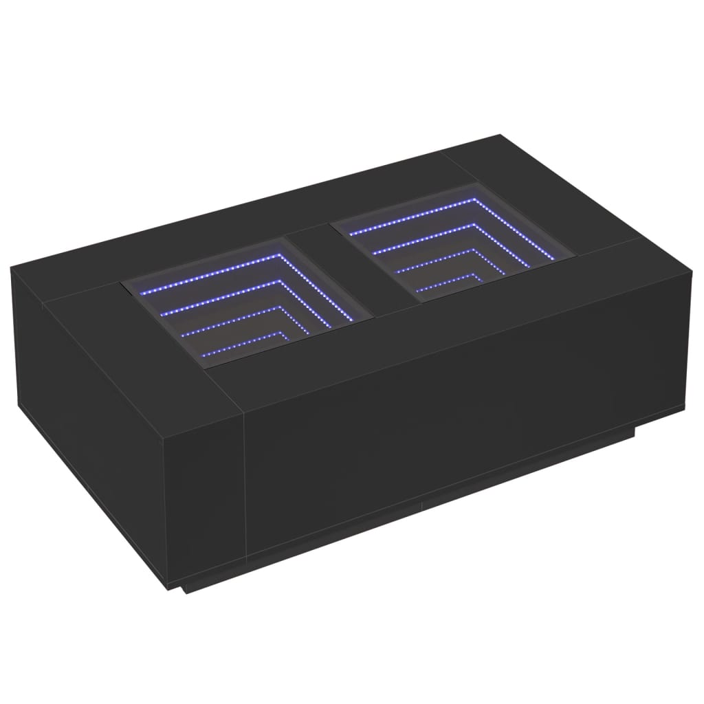 Coffee Table with Infinity LED Black 116x69x40 cm