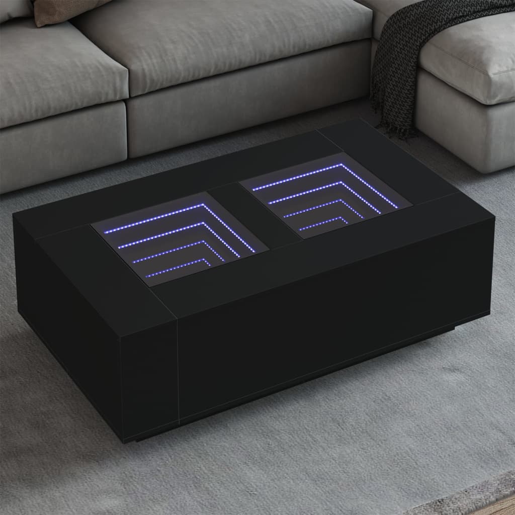 Coffee Table with Infinity LED Black 116x69x40 cm