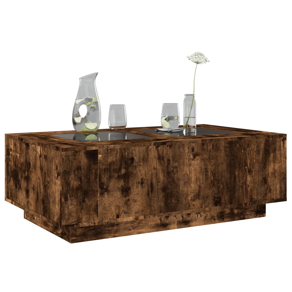 Coffee Table with Infinity LED Smoked Oak 116x69x40 cm