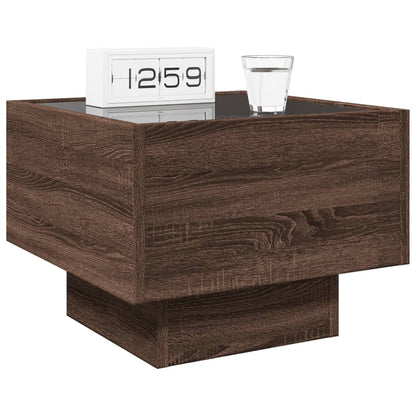 Bedside Table with Infinity LED Brown Oak 40x40x30 cm