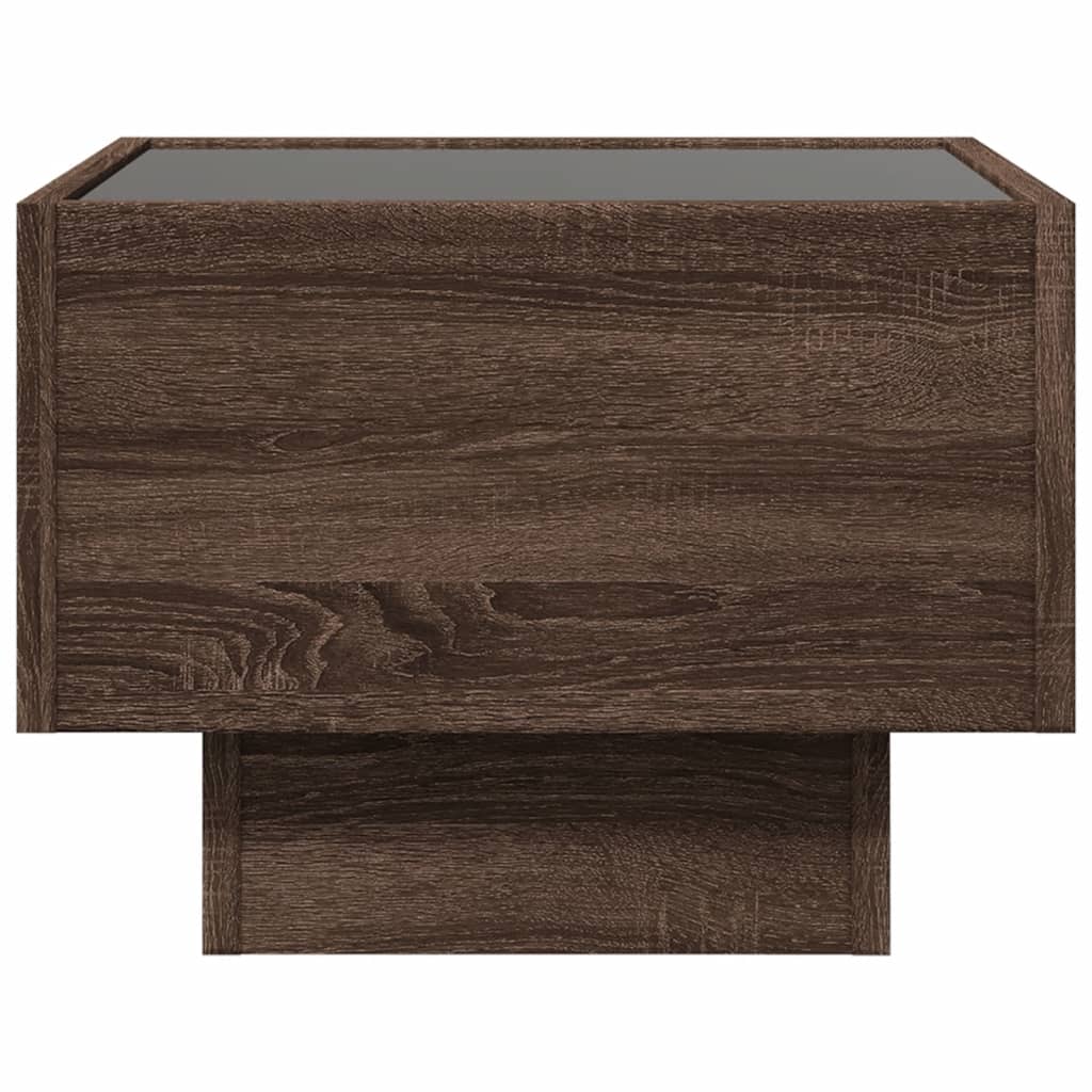 Bedside Table with Infinity LED Brown Oak 40x40x30 cm