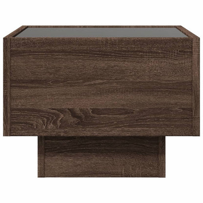 Bedside Table with Infinity LED Brown Oak 40x40x30 cm