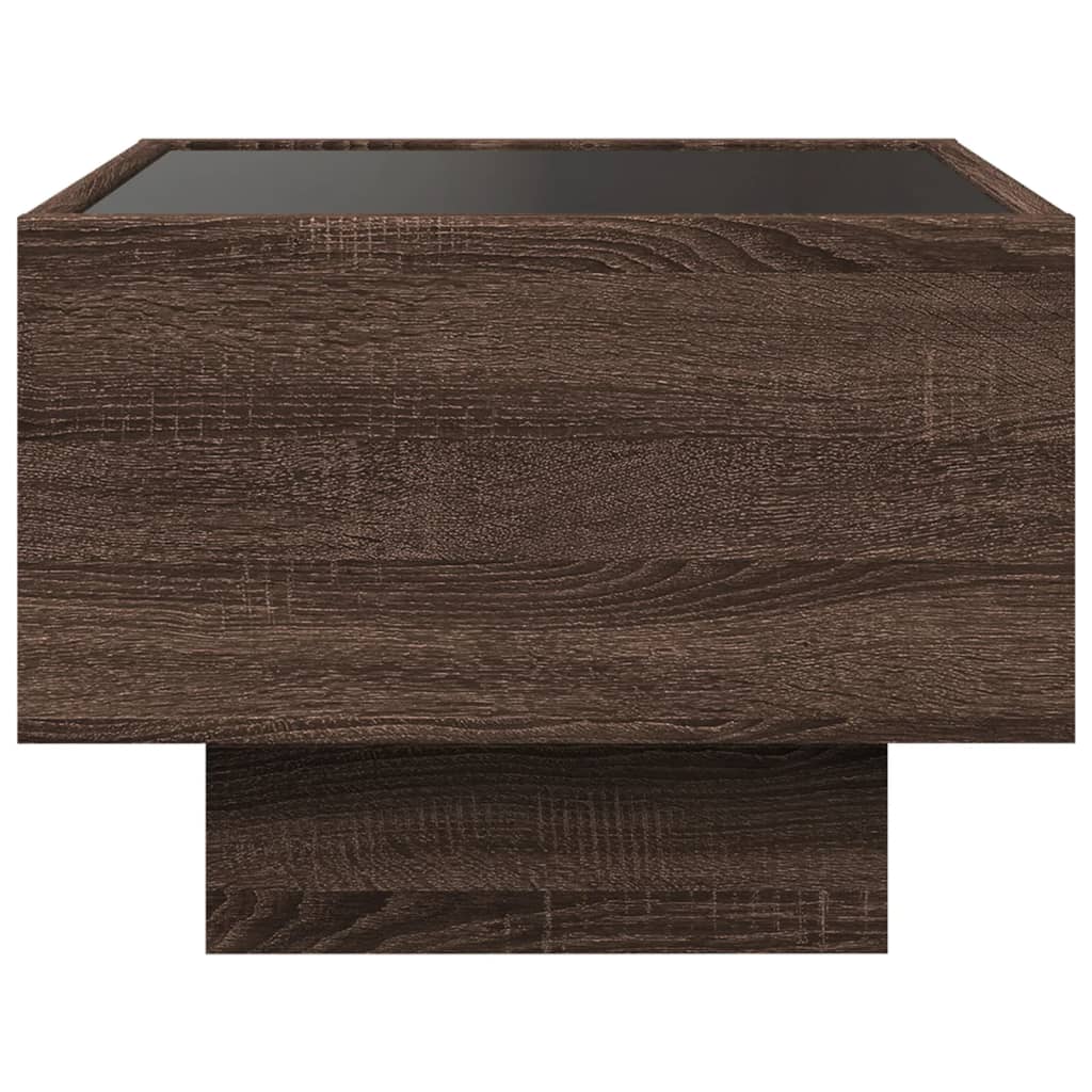 Bedside Table with Infinity LED Brown Oak 40x40x30 cm