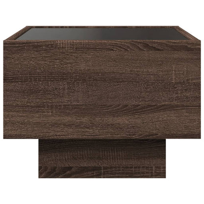 Bedside Table with Infinity LED Brown Oak 40x40x30 cm