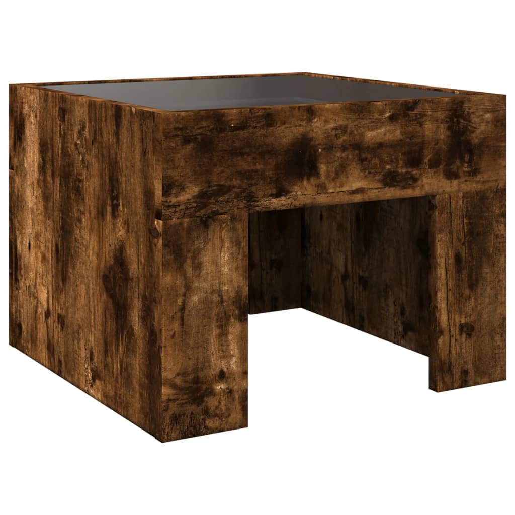 Bedside Table with Infinity LED Smoked Oak 40x40x30 cm