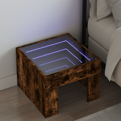 Bedside Table with Infinity LED Smoked Oak 40x40x30 cm