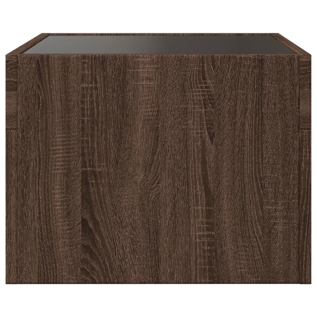 Bedside Table with Infinity LED Brown Oak 40x40x30 cm