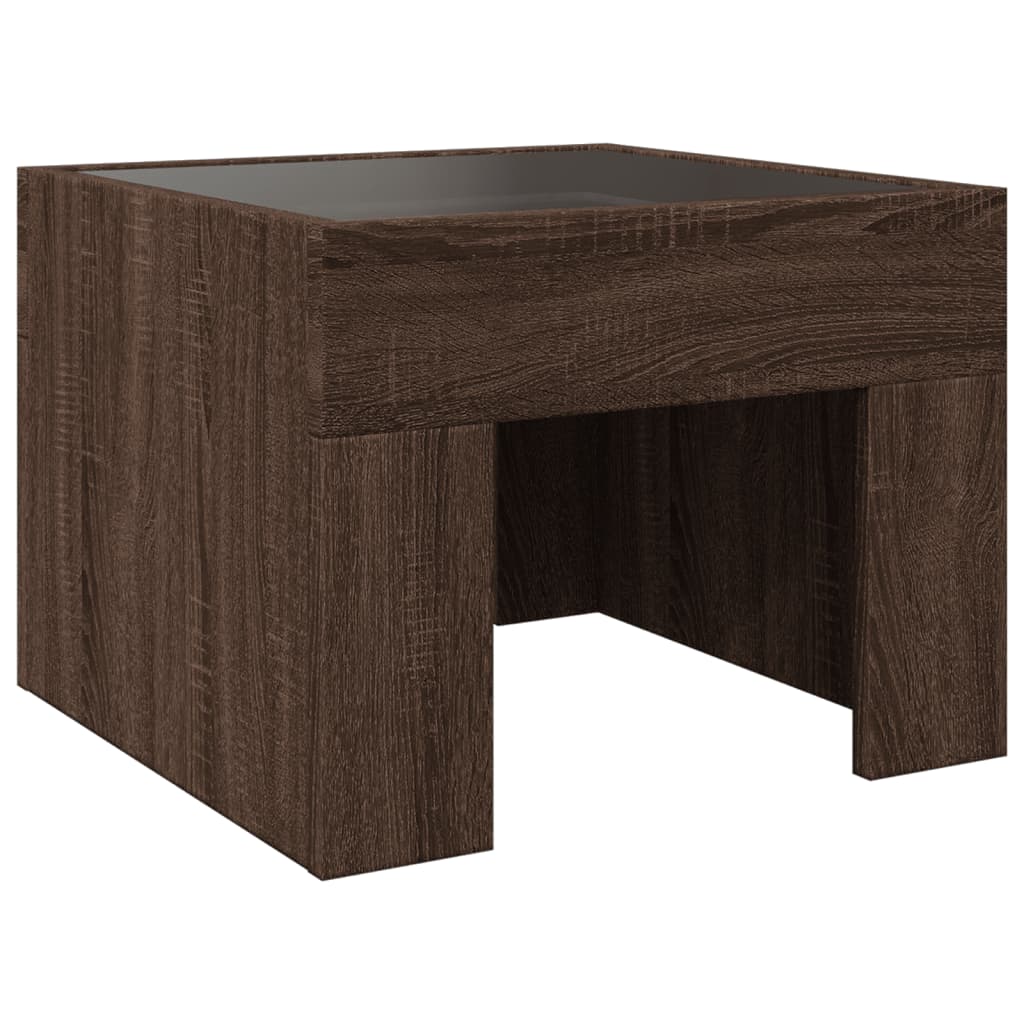 Bedside Table with Infinity LED Brown Oak 40x40x30 cm