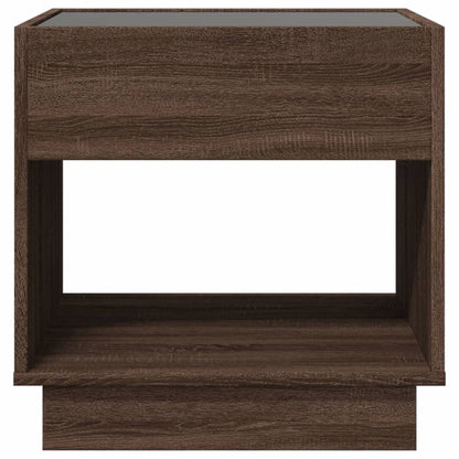 Bedside Table with Infinity LED Brown Oak 50x50x50 cm