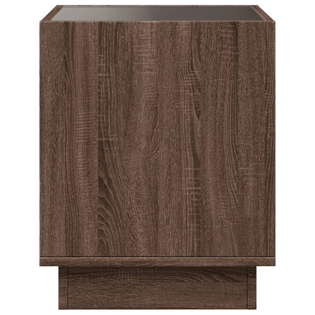 Bedside Table with Infinity LED Brown Oak 50x50x50 cm