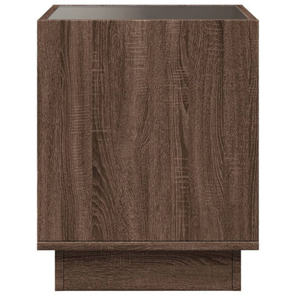 Bedside Table with Infinity LED Brown Oak 50x50x50 cm