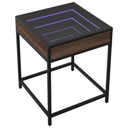 Bedside Table with Infinity LED Brown Oak 40x40x51 cm