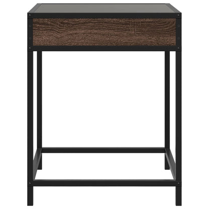 Bedside Table with Infinity LED Brown Oak 40x40x51 cm