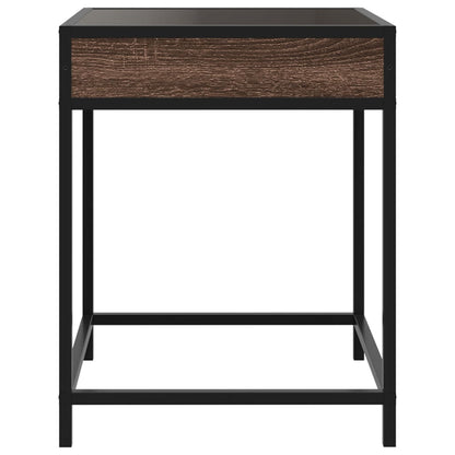 Bedside Table with Infinity LED Brown Oak 40x40x51 cm