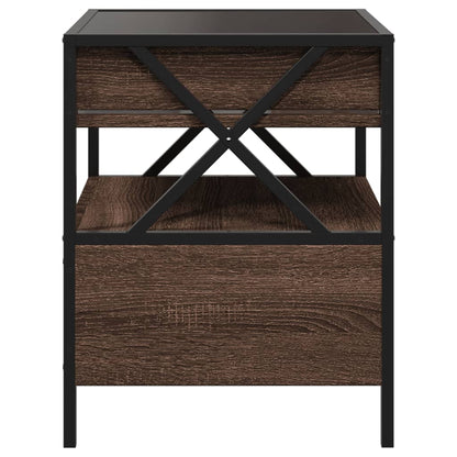 Bedside Table with Infinity LED Brown Oak 40x40x51 cm