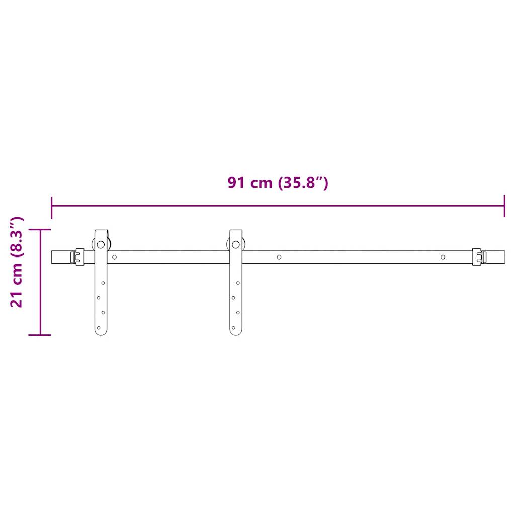 vidaXL Sliding Cabinet Door Kit 91.5 cm Carbon Steel