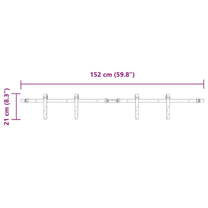 vidaXL Sliding Cabinet Door Kit 152.5 cm Carbon Steel