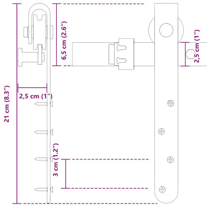 vidaXL Sliding Cabinet Door Kit 152.5 cm Carbon Steel