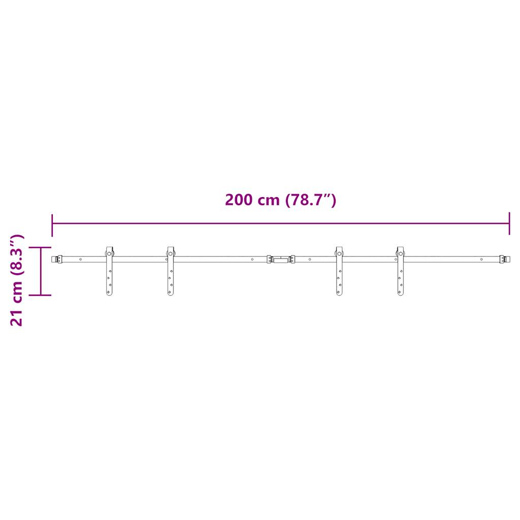 vidaXL Sliding Cabinet Door Kit 200 cm Carbon Steel