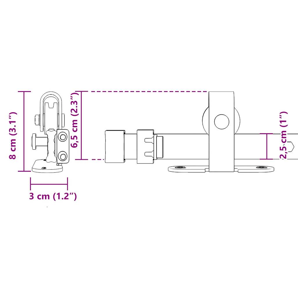 vidaXL Sliding Cabinet Door Kit 91.5 cm Carbon Steel