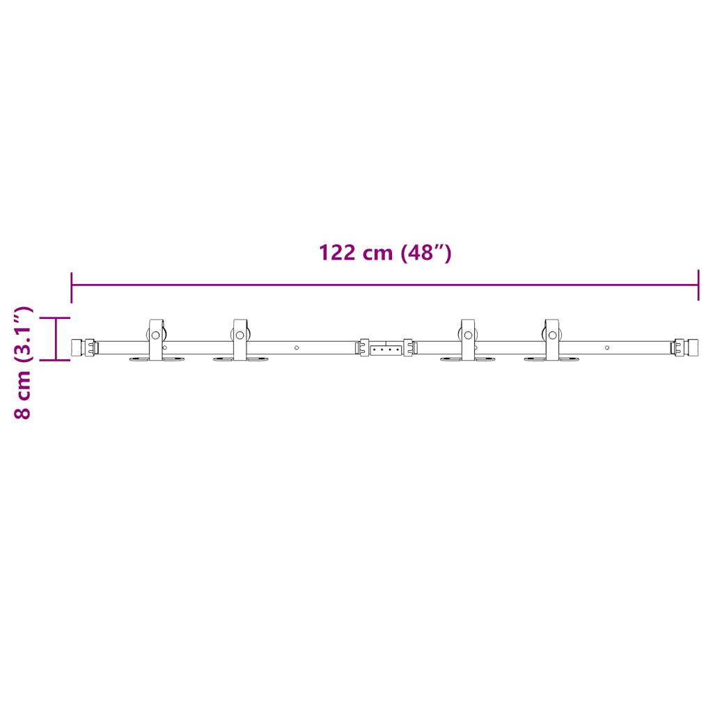 vidaXL Sliding Cabinet Door Kit 122 cm Carbon Steel