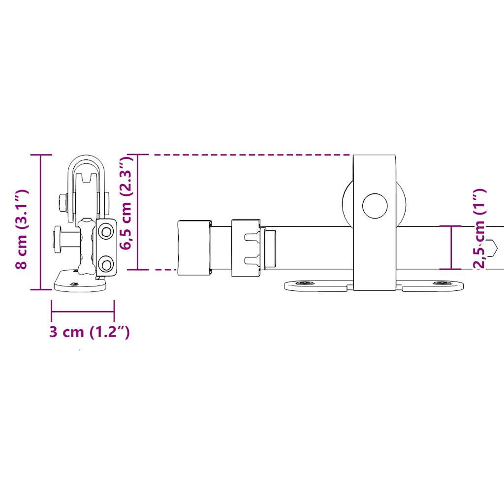 vidaXL Sliding Cabinet Door Kit 122 cm Carbon Steel